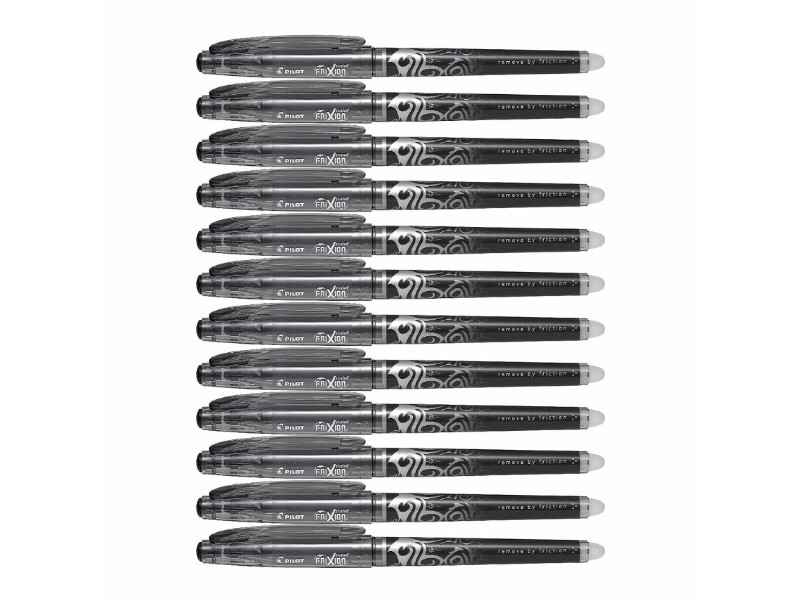 Biros de Tinta Líquida PILOT Frixion Point Preto 12 Unidades