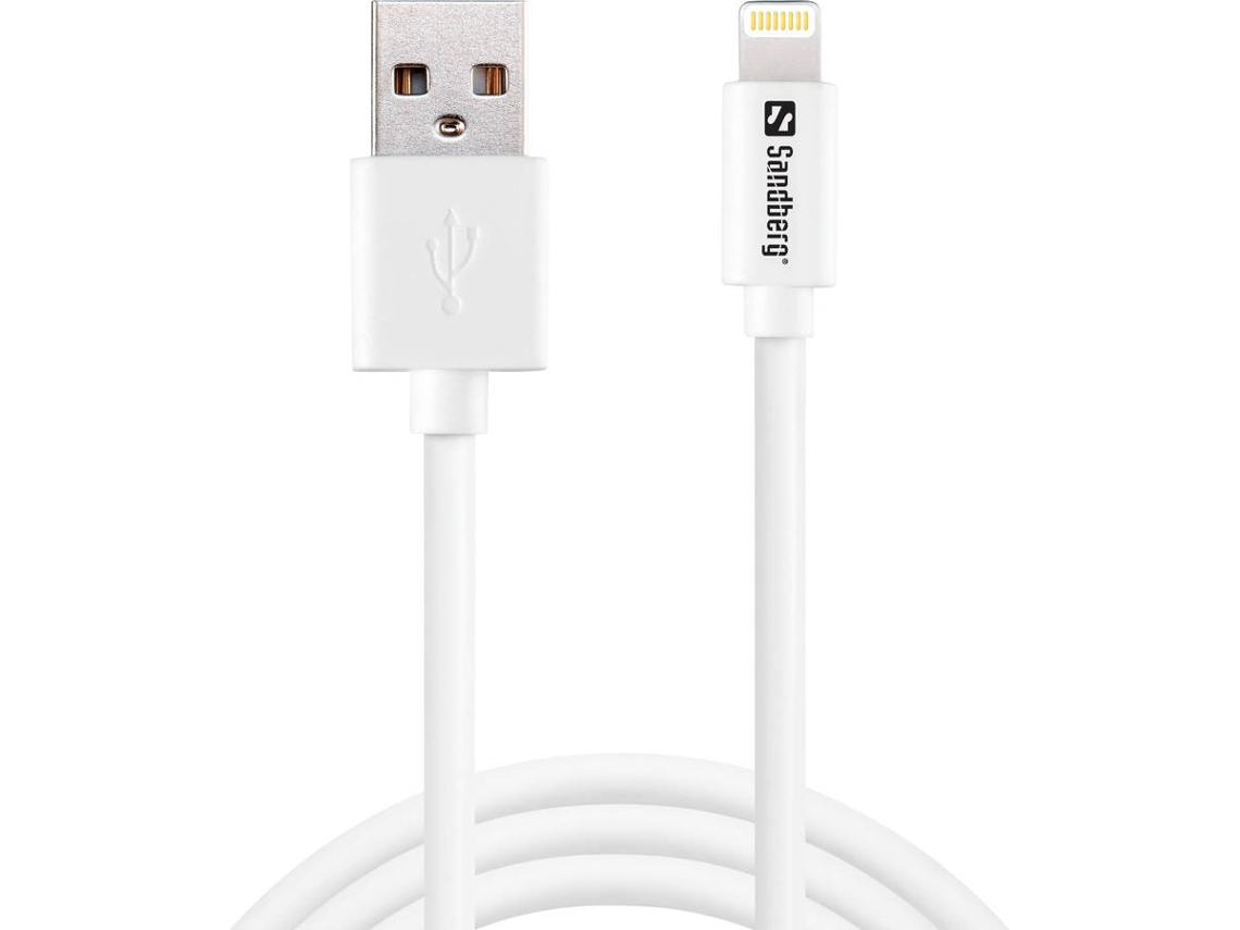 Cabo de Dados SANDBERG (Lightning - USB A - 2 m - Branco)
