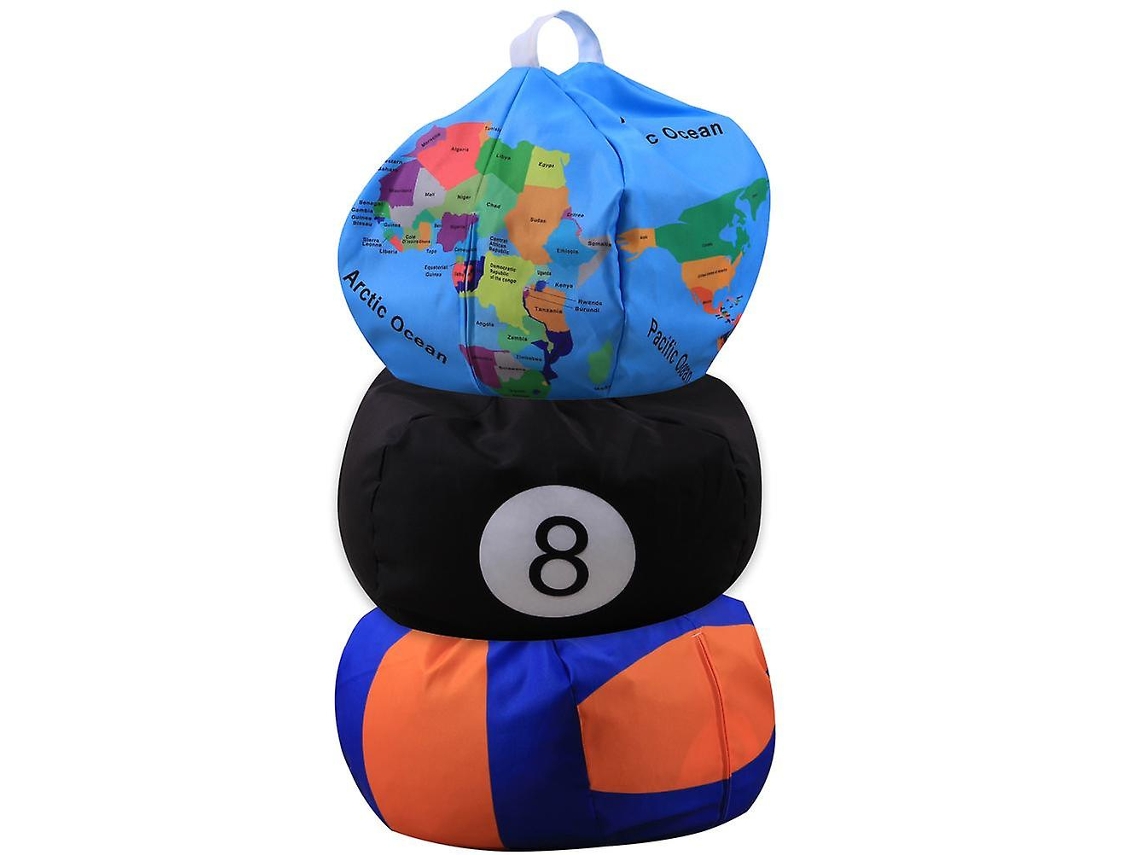 Cadeira De Sacço 26 Polegadas, Capa Com Zíper, Mapa Mundial Voleibol Preto, Saco Para Brinquedos Infantis