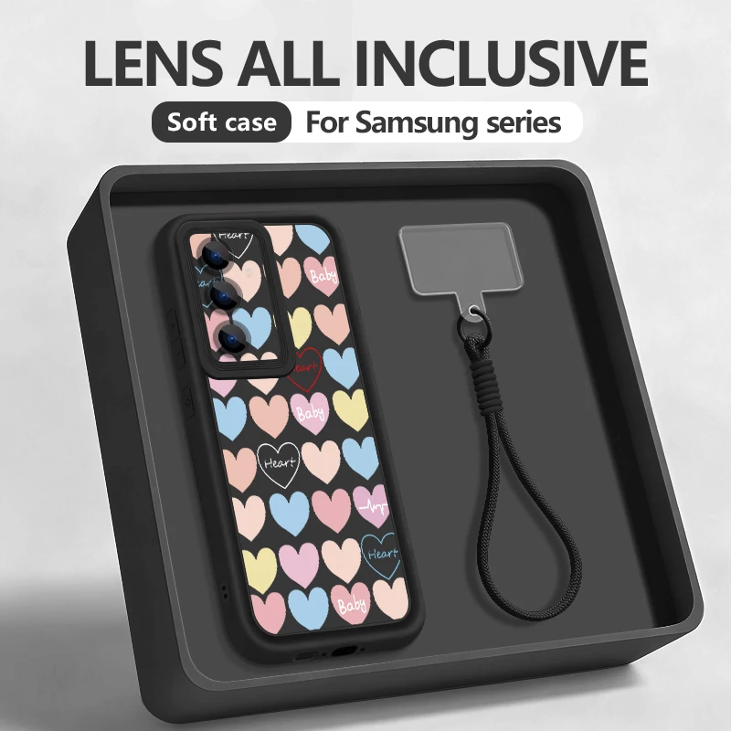 (preto) Capa De Celular Samsung Galaxy S25 Ultra Soft Cord, Com Estampa De Coração