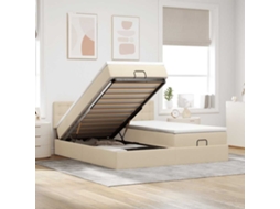 Vidaxl Estrutura De Cama Otomana Com Colchões Tecido Creme 180x200cm