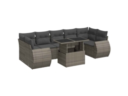 Conjunto de 8 Sofás de Jardim com Almofadões Vime Pe Cinzento MAISON EXCLUSIVE (8 pcs)