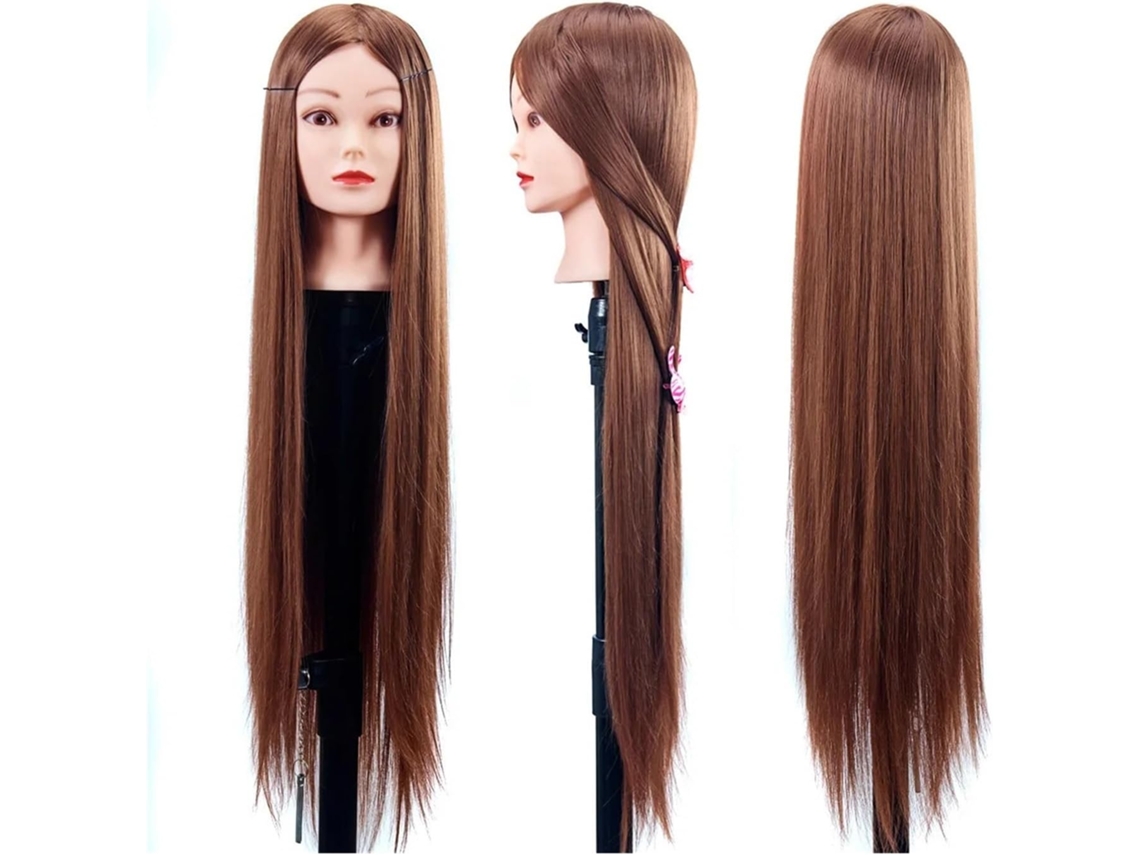 Cabeça de Manequim Feminina de 80 Cm com Cabelo Sintético para Praticar Tranças e SFUSHOS