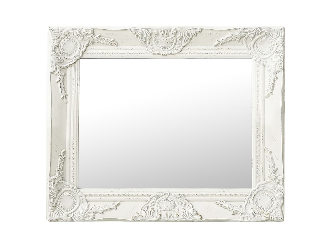 Vidaxl Espelho De Parede Estilo Barroco 50x40 Cm Branco