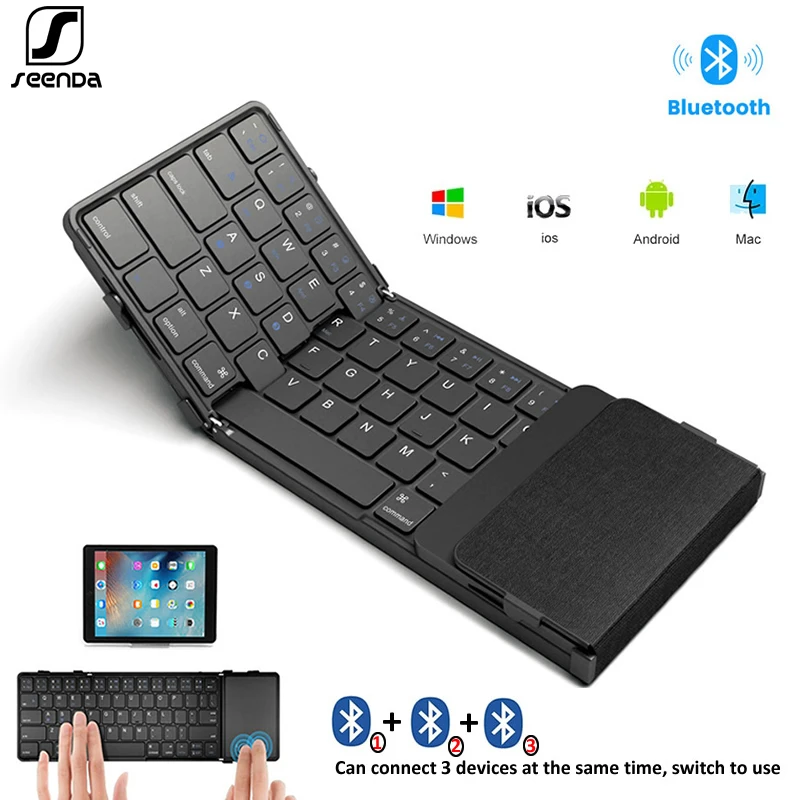 Teclado Sem Fio Dobrável Seenda Com Touchpad, Mini Teclado Recarregável Para Windows Phone, Pc E Tablet. -aquaforge