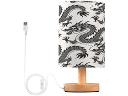 Abajur De Cabeceira Em Formato Dragão Para Quarto, Abajur De Cabeceira Led, Luminária De Leitura Com Portas Usb E Cúpula