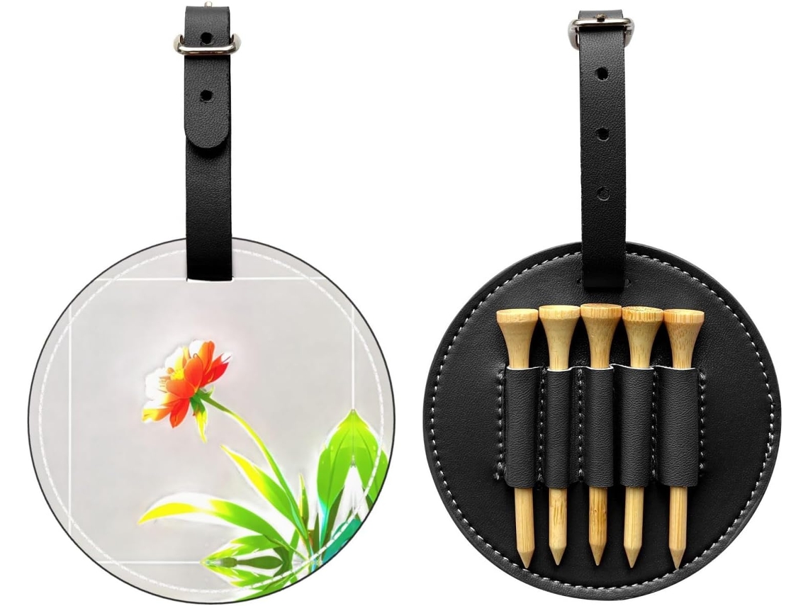 Bolsa para Tees de Golfe com estampa floral voltada para o sol, preta | S/MARCA