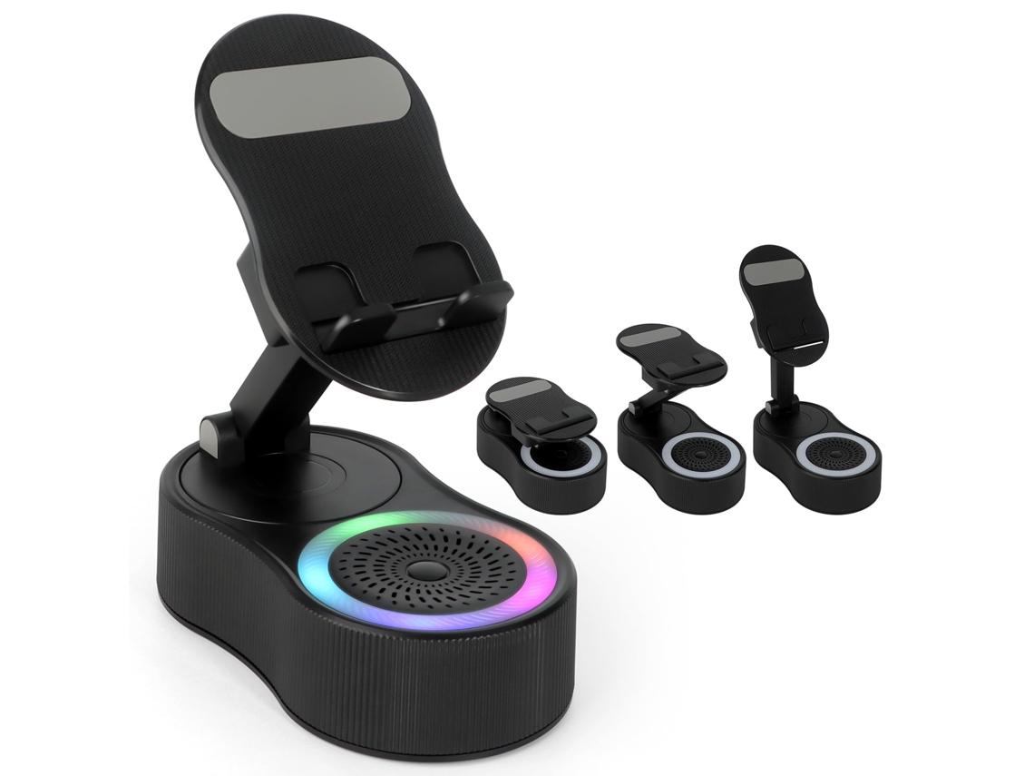 Presente para homem, dia dos namorados e pai, suporte para telemóvel 5 em 1, coluna Bluetooth, luz ambiente | S/MARCA