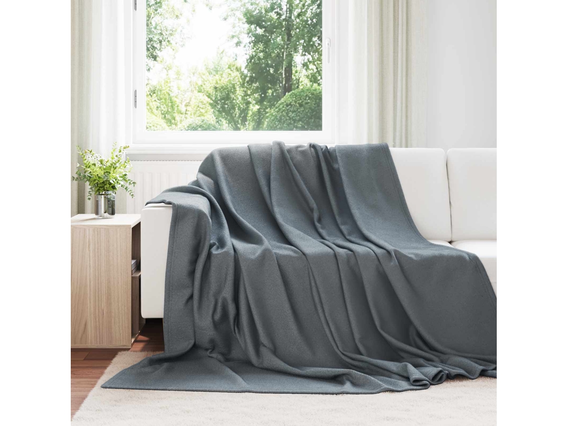 Vidaxl Manta Cinzento-escuro 240 X 220 Cm 0.76 Kg Lã