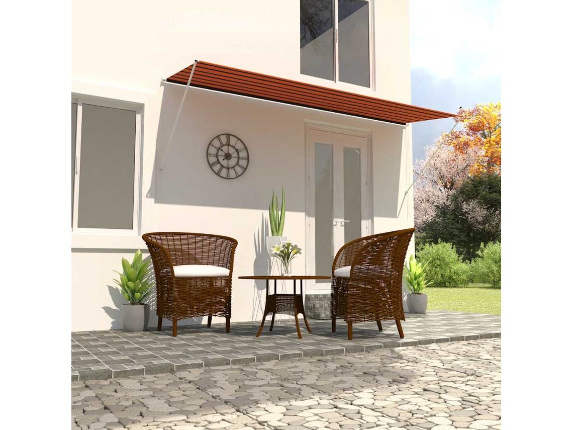 Vidaxl Toldo Retrátil 400x150 Cm Laranja E Castanho