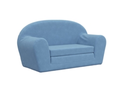 Sofá-cama infantil de 2 lugares pelúcia VIDAXL macia azul