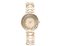 Relógio de Pulso Feminino de Quartzo com Pulseira de Liga e Design Elegante (ouro)