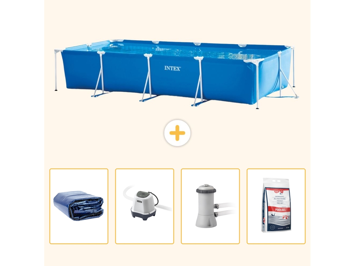 Intex Piscina Com Estrutura Retangular - 450x220x84 Cm - 5-peças Scb54