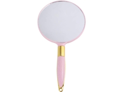 Espejo De Mano Redondo Con Mango Vintage De Maquillaje Suministros Cosméticos Rosa