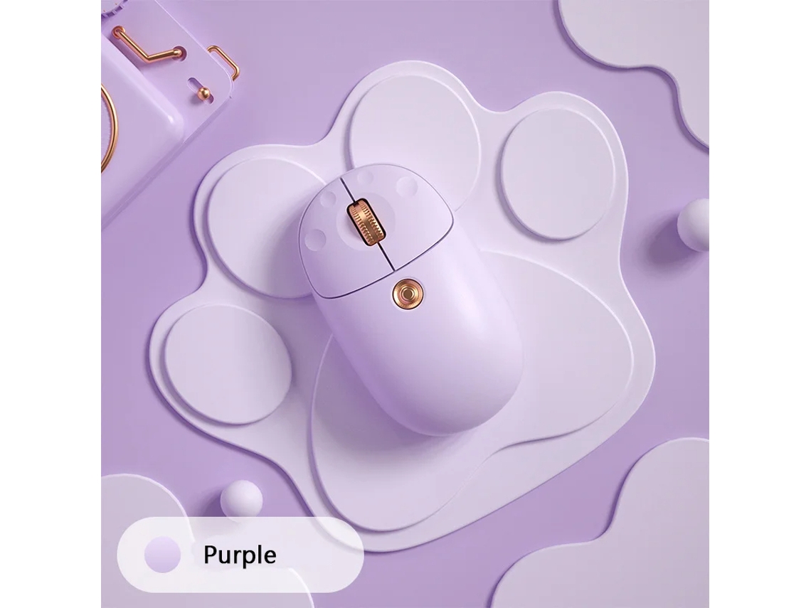 Rato Yizhood Cat Claw Bluetooth 2.4g Bluetooth Tri Mode Menina Óptica Silenciosa Sem Fio Para Laptop Pc Roxo