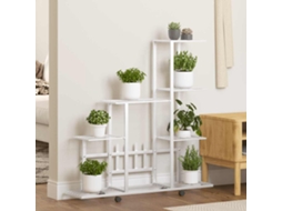 Vidaxl Suporte De Vasos C/ Rodas 94,5x25x92,5 Cm Metal Branco