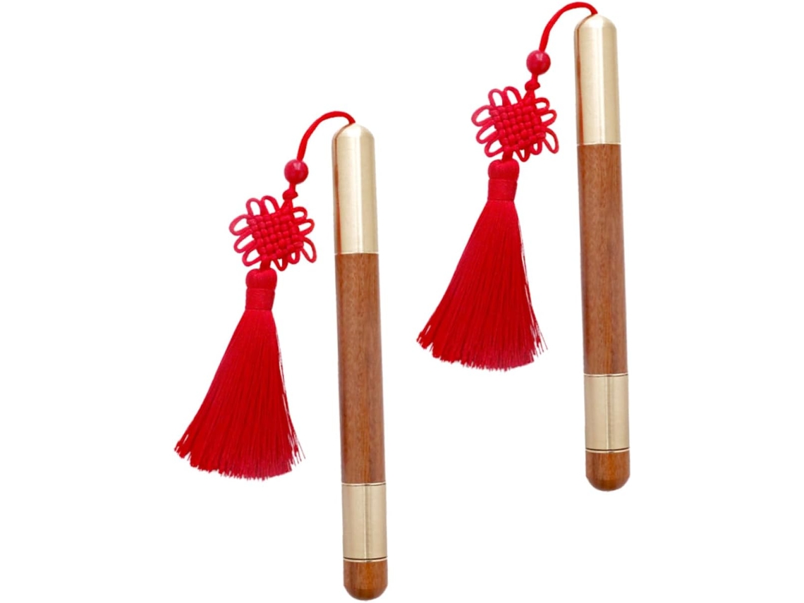 Conjunto De 2 Canetas Em Gel Com Componentes Madeira E Latão.