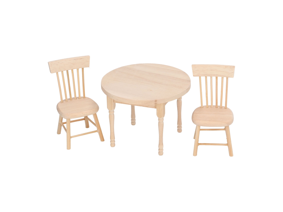 Mali conjunto de Jantar para Casa de Bonecas 1:12 Móveis Mesa Redonda e Cadeiras Design Retrô