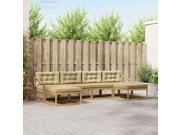 Vidaxl Conjunto De Sofás Para Exterior 6 Unid. Branco E Bege