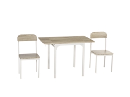 Conjunto Jantar 3p, Mesa Dobrável 120x60x75cm, 2 Cadeiras, Aço Branco.-qq