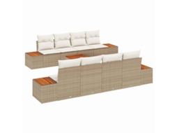 Conjunto 9 Sofá De Jardim Vidaxl Bege Vime Pe (55 X 55 X 37 Cm)