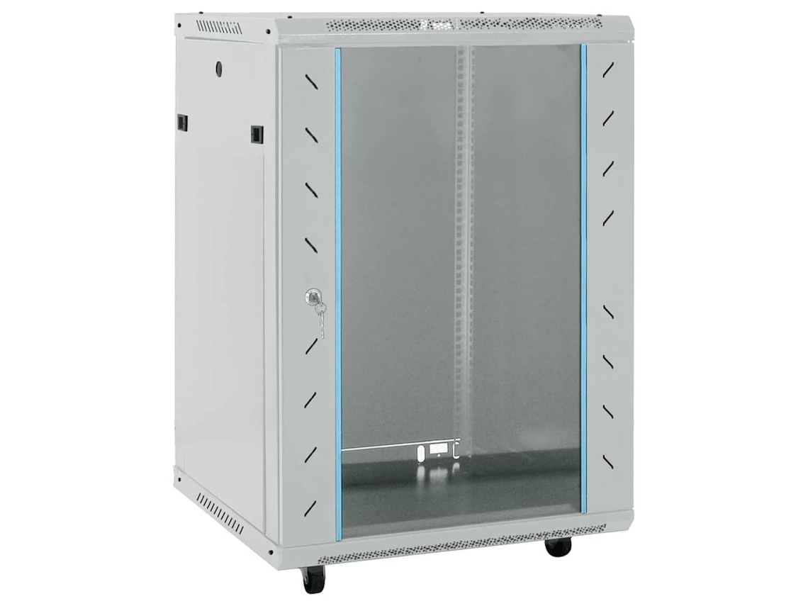 Vidaxl Armário De Rede Com Armazenamento Cinzento 60 X 60 X 80 Cm Aço