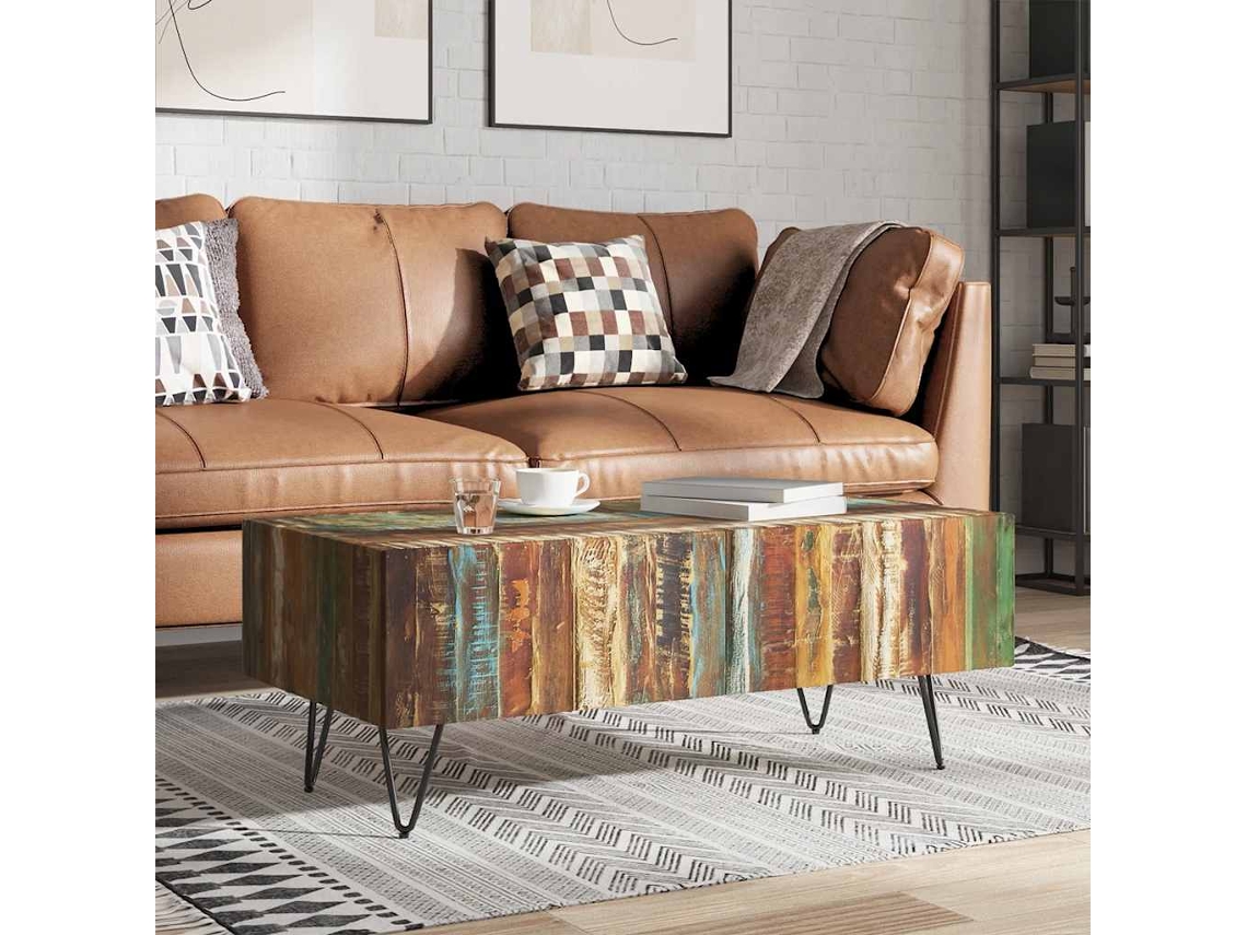 Vidaxl Mesa De Centro 100x50x38 Cm Madeira Reciclada Maciça