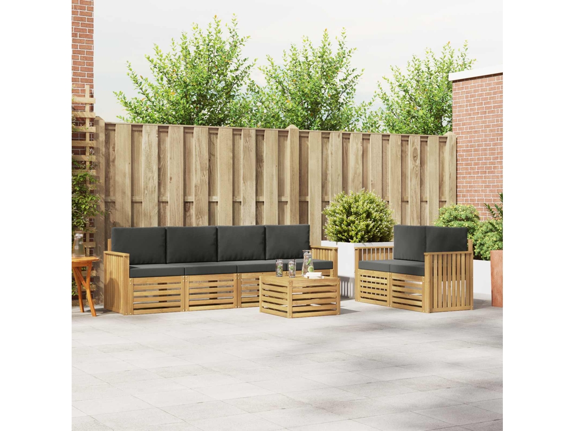 Vidaxl Conjunto De Sofás Para Exterior 7 Unid. Branco E Antracite
