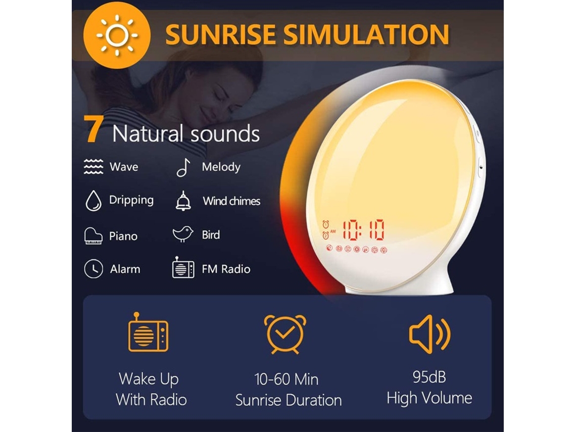 Lurelia Alarme Analógico Para Nascer E Pôr Do Sol, Despertador Eletrônico Led