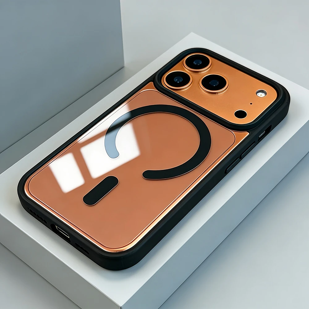 Capa Protetora Transparente E Resistente A Impactos Para Iphone 17 Pro (preta), Compatível Com Carregamento Sem Fio Magnético.