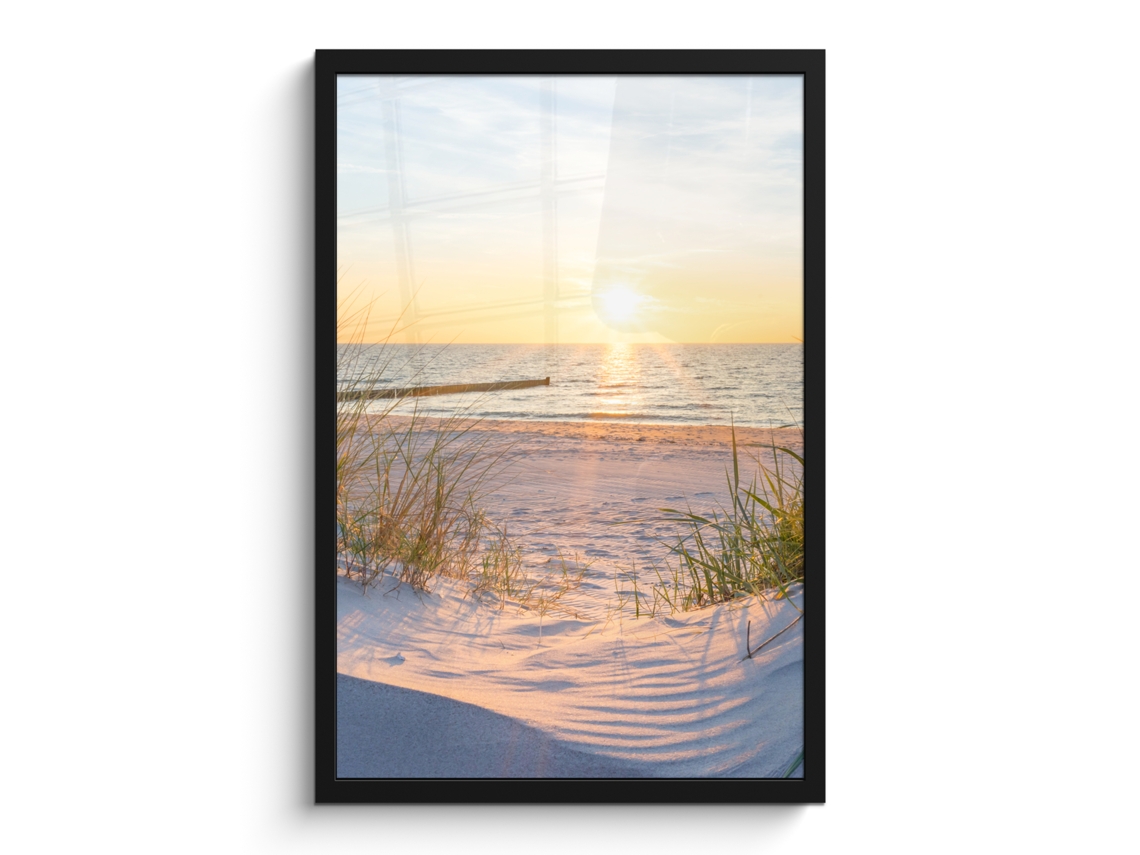 Poster Emoldurado Praia - Sol - Duna - Relva - Areia - Horizon 40x60 Cm