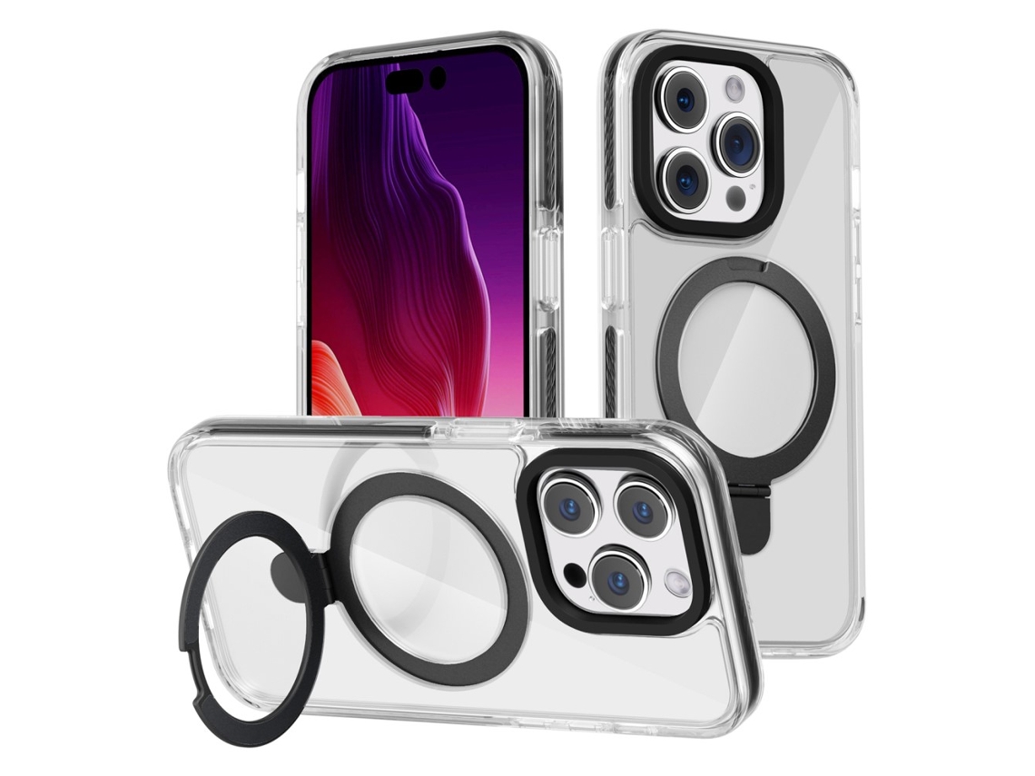 Suporte Casa Magsafe Para Iphone 15 Pro Max Pele Sintética Magnética Preto