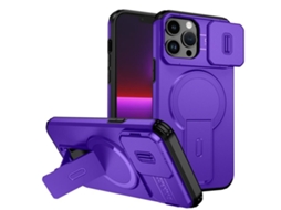 Capa Com Suporte Magsafe Para Iphone 13 Pro Max - Abertura Deslizante Com Proteção De Câmara