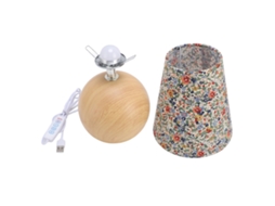 Lâmpada de Mesa Floral com Base de Madeira 3000k 6000k Ajustável para Quarto Rústico e Decoração