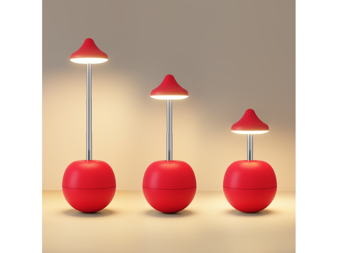 Luz Noturna Led Tipo Copo Com Brilho Regulável E Comando, Em Vermelho Elysve