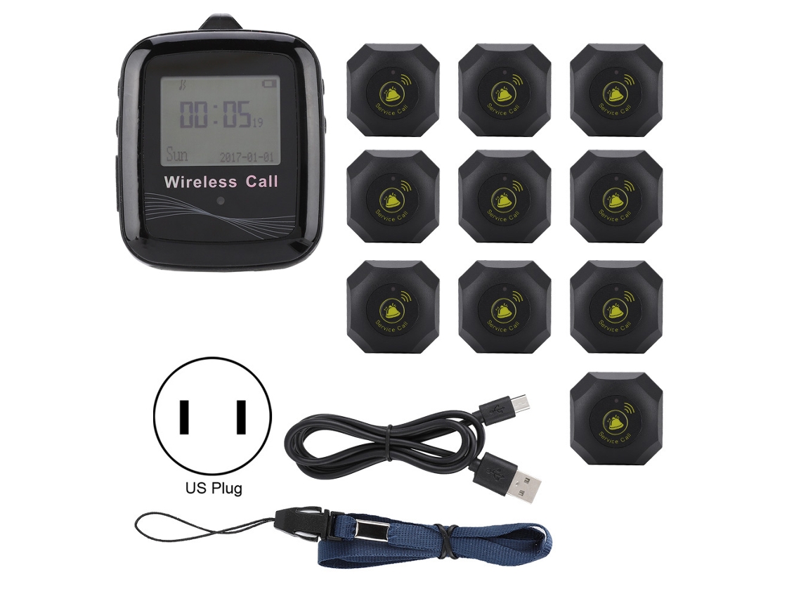 10 Peças De Receptor Móvel Preto Sistema De Chamada Sem Fio Pager De Restaurante