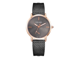 Relógio de Pulso Feminino Casual de Quartzo com Mostrador Redondo e Pulseira de Plástico Preto