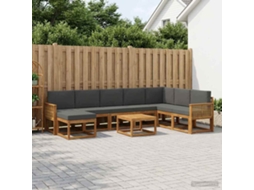 Vidaxl Conjunto De Sofás Para Exterior 9 Unid. Natural E Antracite
