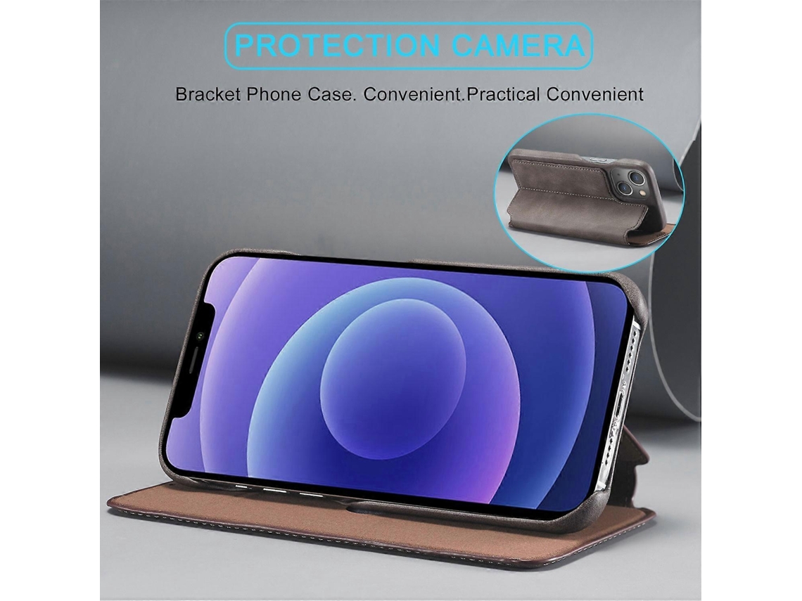 Capa De Celular Lc.imeeke Estilo Retrô Em Couro Sintético Com Compartimento Para Cartão Para Iphone 13 Mini De 5,4 Polegadas