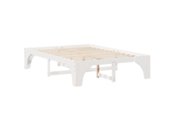 Conjunto 1 Estrutura Da Cama Vidaxl Branco Madeira De Pinho Maciça (150 X 200 Cm)