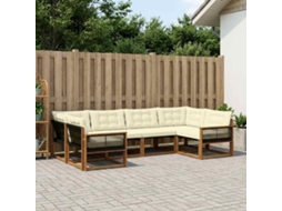 Vidaxl Conjunto De Sofás Para Exterior 6 Unid. Natural E Creme