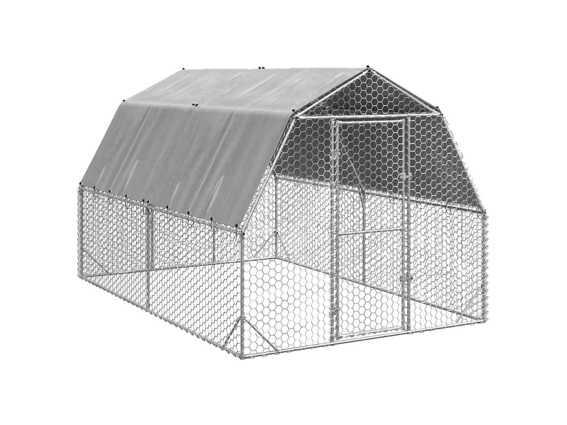 Vidaxl Corrida De Galinhas Com Telhado 2,5x4x2,25 M Aço Galvanizado