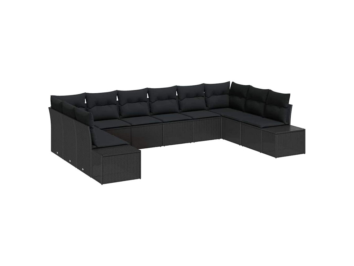 Maison Exclusive - Conjunto De Sofá De Jardim Com Almofada 10 Pcs Preto Polirattan