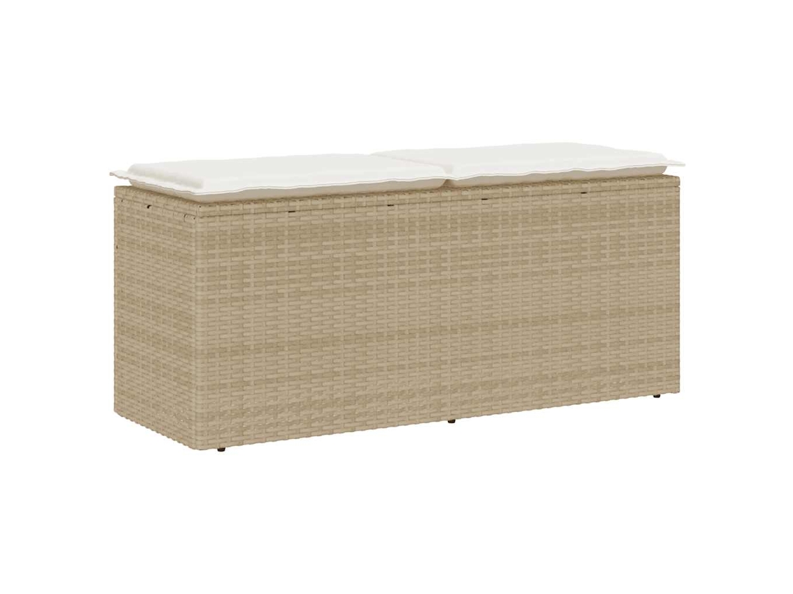 Vidaxl Banco De Jardim Com Almofadão 110x40x44 Cm Vime Pe Bege