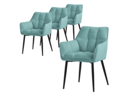 Conjunto de 4 Cadeiras de Jantar em Tecido Turco Cor de Petróleo com Assento Estofado Espesso e Pernas de Metal ML-DESIGN