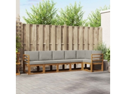 Vidaxl Conjunto De Sofás Para Exterior 6 Pcs Cinza Natural E Claro