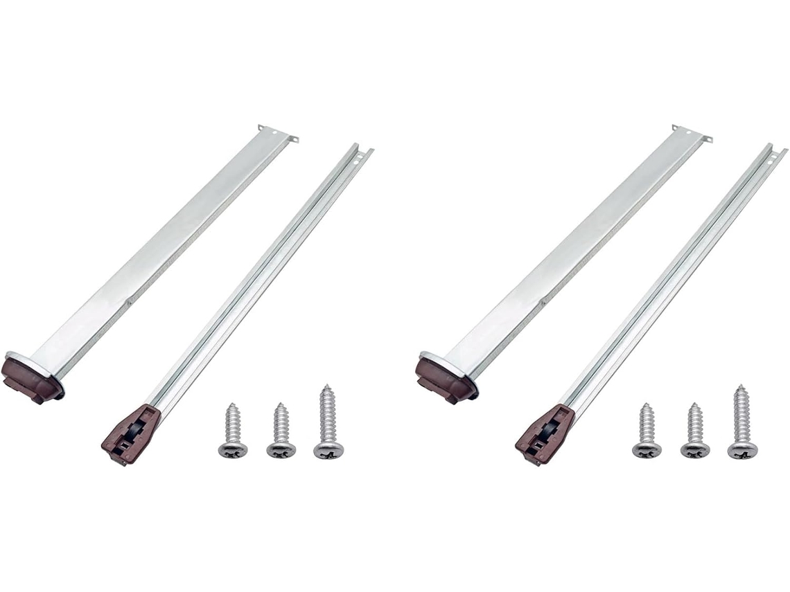 Kit Com 2 Corrediças Metálicas De Reposição Para Gavetas Diversos Modelos Cômodas E Mesas Cabeceira Inclui Trilho Placa