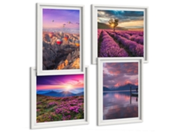 Composição De Quadros Paisagem De Lavanda Balões Espelharte (4 Peças)