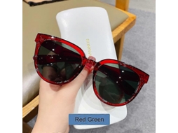 Gatinho Feminino Óculos de Sol Estilo, Óculos de Sol Retro Espelhados, Lentes Transparentes, Vintage, Vermelho E Verde