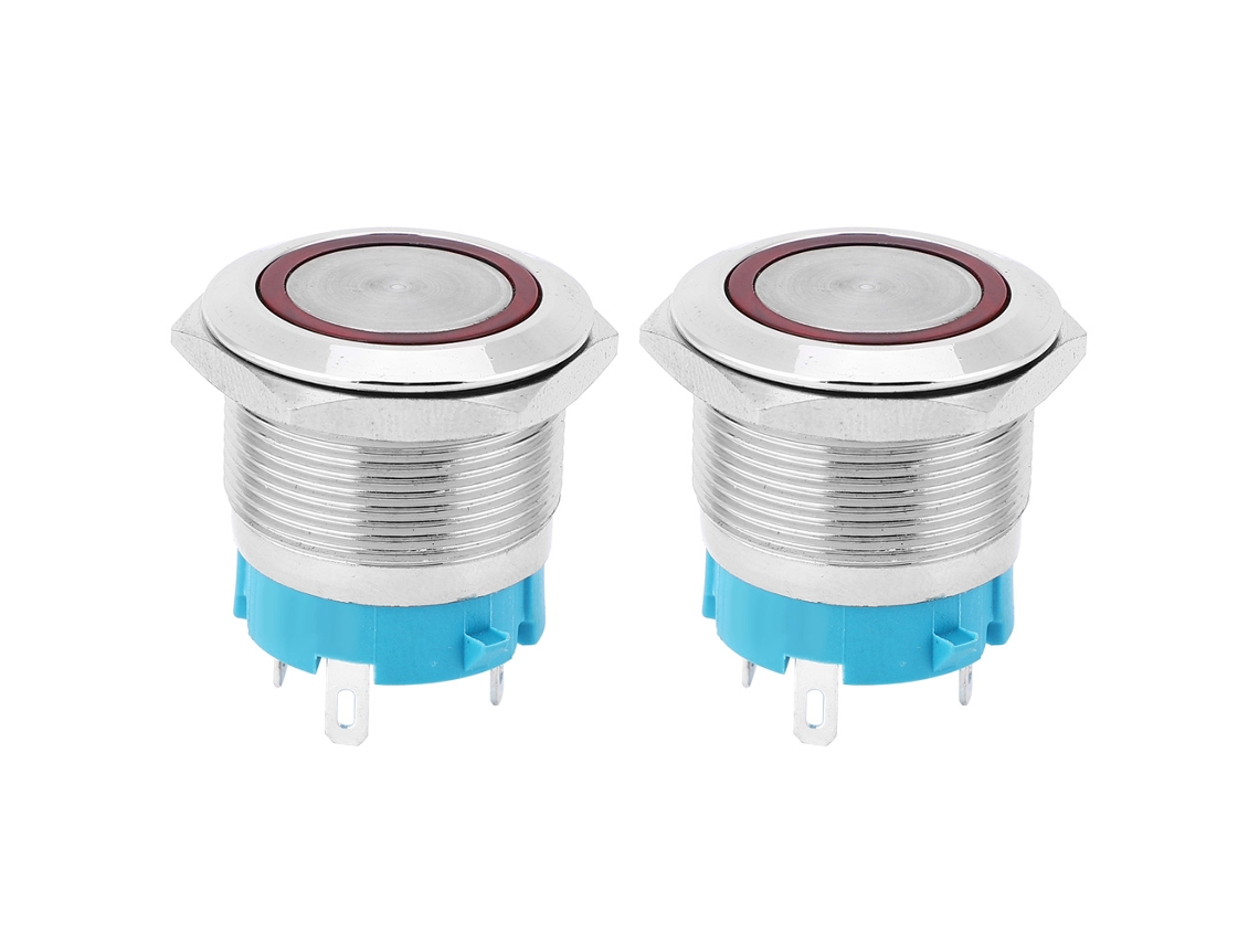 Interruptor De Botão Pressionado De Trava Automática 4 Pinos 22mm Com Luz Anel Ip65 Para Modificação De Carro Navio 220vac Vermelho 2pcs
